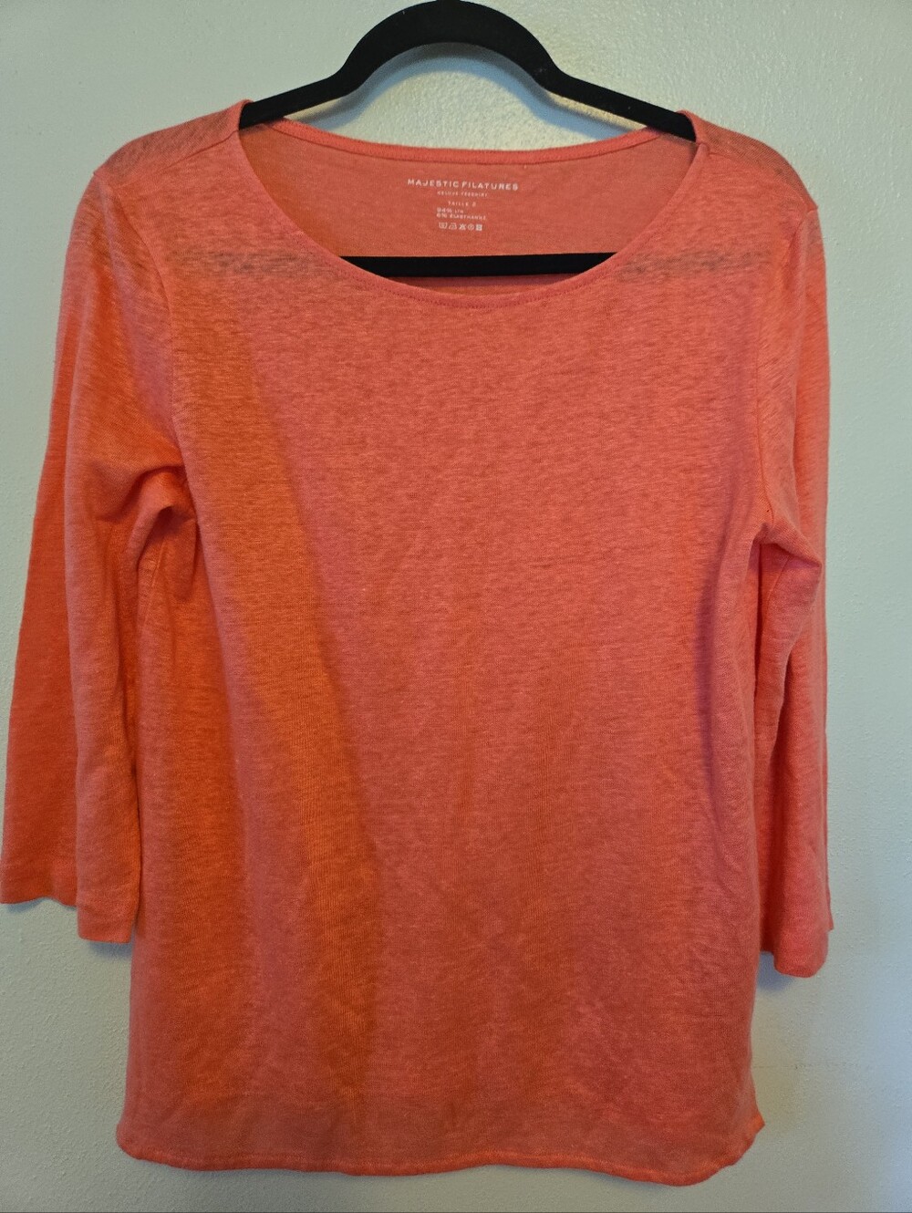 Majestic Filatures Linen Deluxe TeeShirt Coral 2 Small